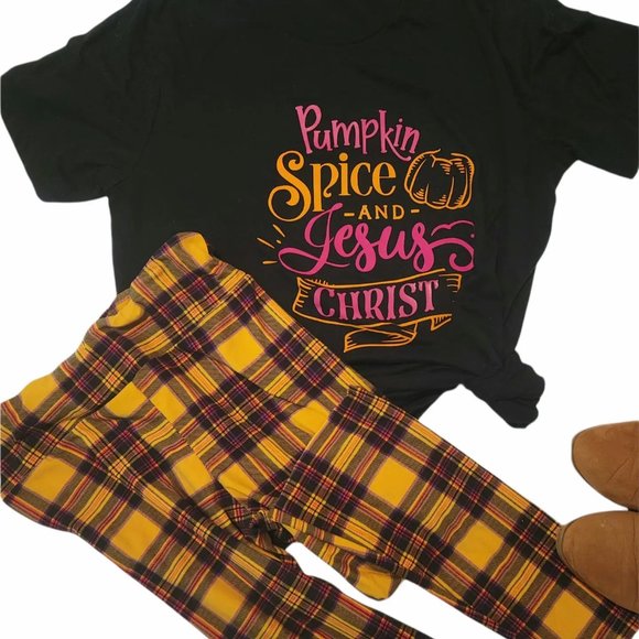 Pumpkin Spice & Jesus Christ Tshirt| Christian Tee| Fall Tshirt| Screened Tees| - Picture 2 of 4
